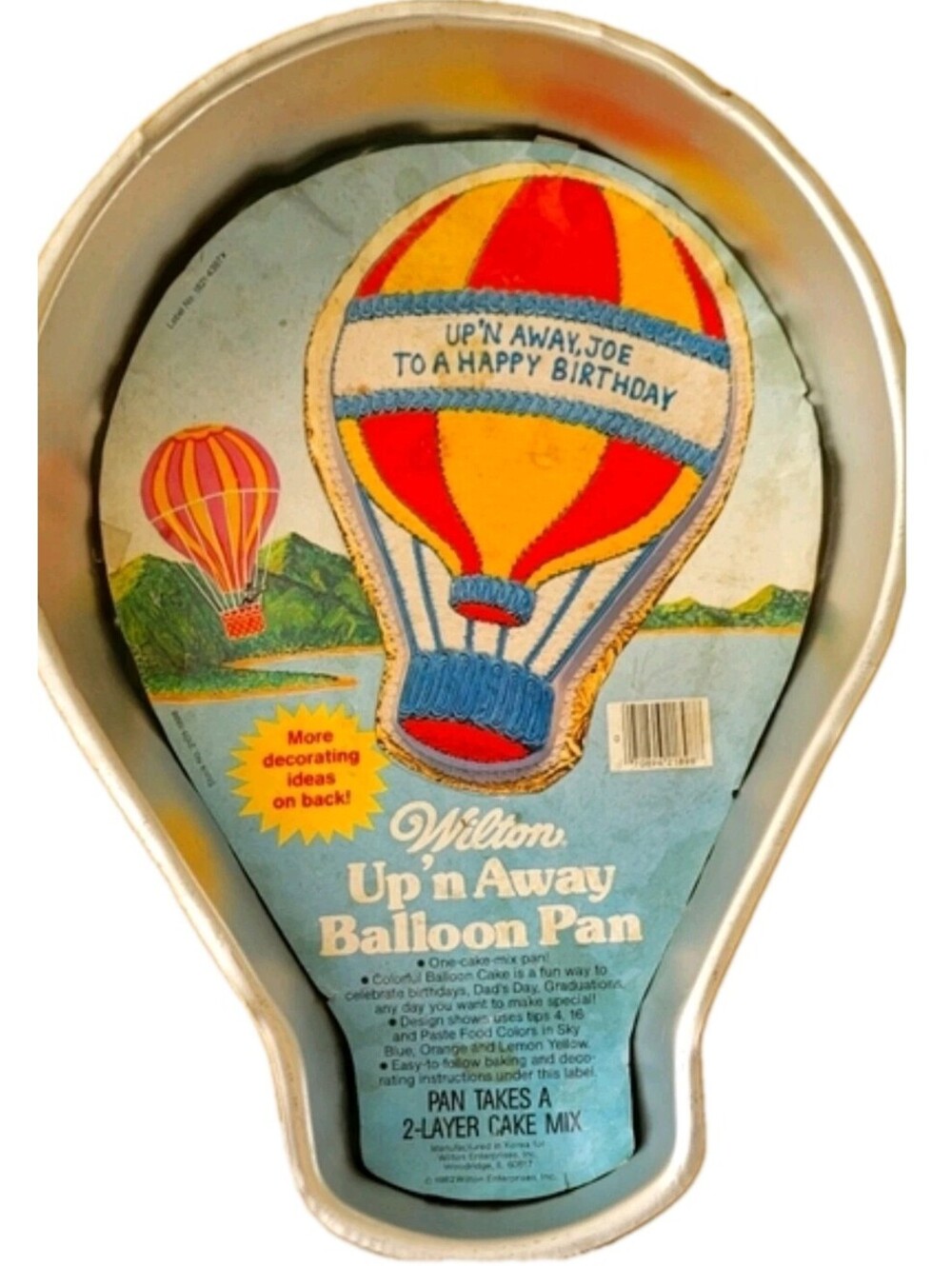 Vintage 1982 Wilton Up 'n Away Hot Air Balloon Cake Pan 502-316 Insert